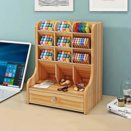 Bölmeli Ve Çekmeceli Ahşap Organizer