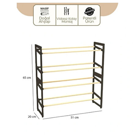 4 Katlı Ahşap Ayakkabılık