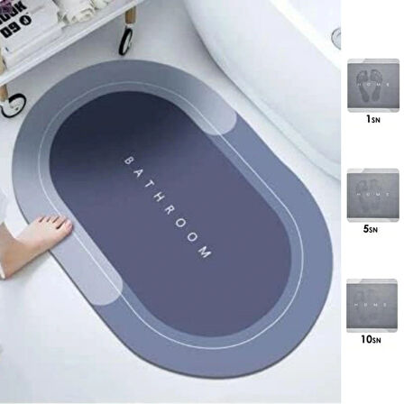Leyloş Sihirli Süper Su Emici Kaymaz Tabanlı Oval Paspas 40*60 Cm