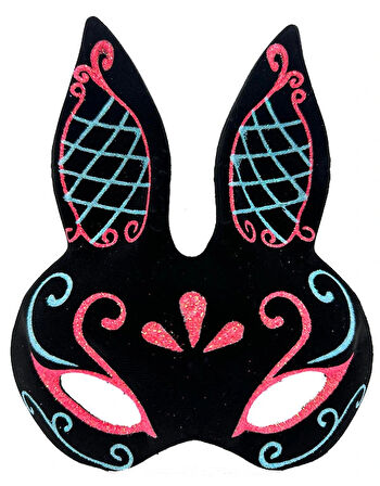 Siyah Mavi Kırmızı Tavşan Maskesi