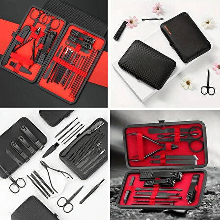 Leyloş 24 Parça Kendiliğinden Deri Çantalı Seyahat Tipi Manikür Pedikür Seti