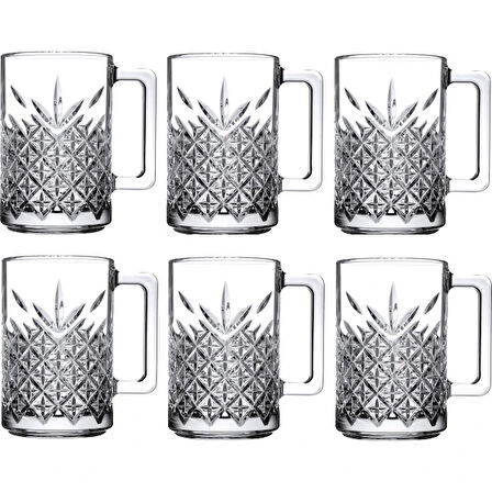 6'lı Kulplu Kristal Meşrubat Bardağı