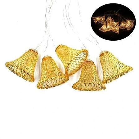 Leyloş Parti Ve Özel Gün Dekorasyonu Çan Şeklinde Metal Şerit Led Işık