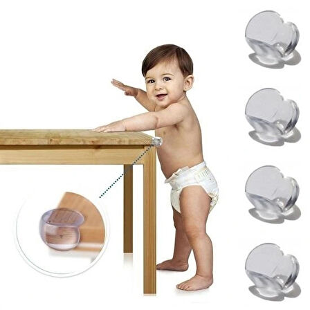 Leyloş Bebek Çocuk Yumuşak Ve Esnek Dairesel Şeffaf Yapışkanlı Güvenlik Köşe Koruyucu (4 Adet)