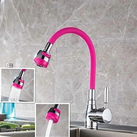 Leyloş Oynar Başlıklı Tasarruflu Kubar Musluk Borusu Ve Başlığı  Pembe