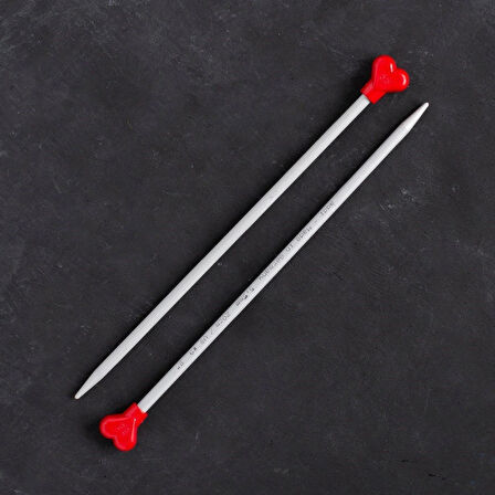 Leyloş Kalpli 5,5mm 20cm Klasik Alüminyum Örgü Şişi