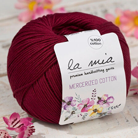 Leyloş Mercerized Cotton Bordo El Örgü İpi - 23 - 33596