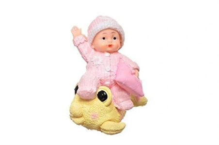 Leyloş Decotown Hediyelik Sevimli Pembe Bebek Biblo Polyester Süs Eşyası