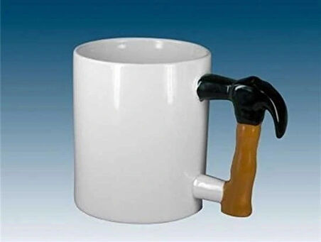 Leyloş İlginç Hediyelik Çekiç Kulplu Tasarımlı Seramik Kupa Bardağı