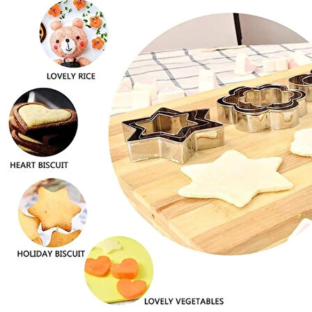 12 Adet Paslanmaz Çelik Kurabiye Kalıbı Seti