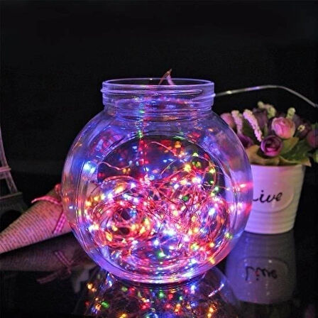 Leyloş Pilli Renkli Peri Led Işık Dekoratif Aydınlatma 5 Metre Rgb Led