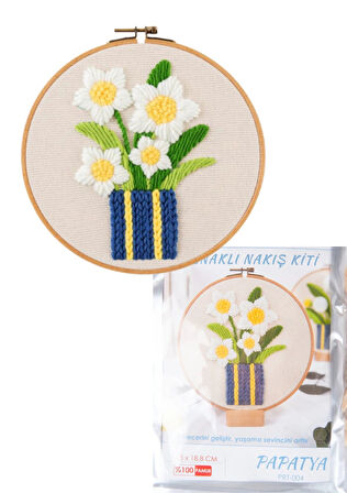 Nakış Kitleri Kasnaklı 13.5 X 18.8 Cm Papatya