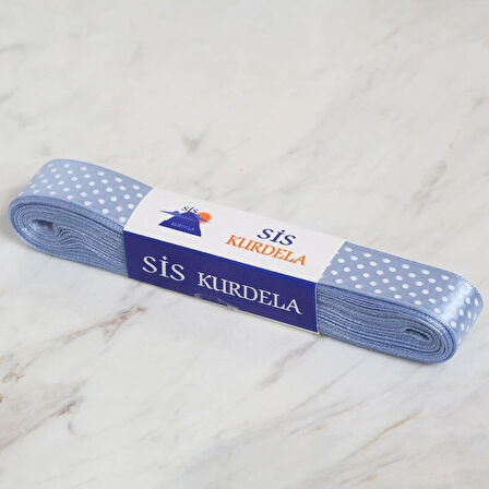 Leyloş Crafts 2cm 10 Mt Mavi Saten Puantiyeli Kurde