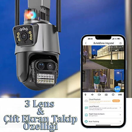 3 Lens Wi-fi Güvenlik Kamerası