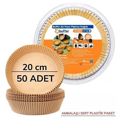 Leyloş 50 Adet 20 Cm Air Fryer Pişirme Kağıdı Tek Kullanımlık Yağ Geçirmez Yuvarlak Tabak Model Pvc