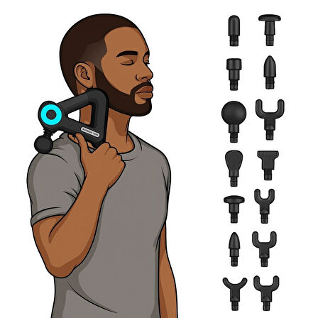 Leyloş 12 Farklı Başlıklı Profesyonel Masaj Tabancası - Kas Gevşetici Ve Yorgunluk Giderici Masaj Aleti