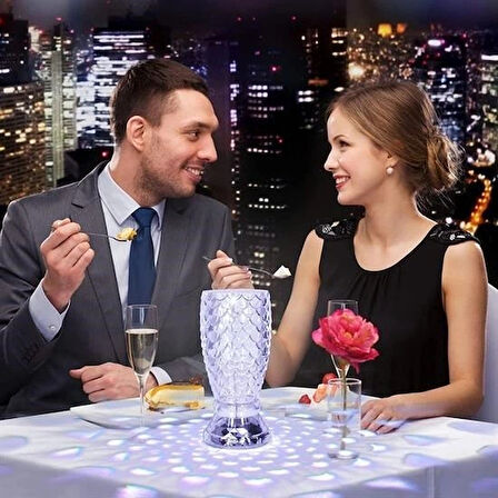 Leyloş Balık Süzgeç Model Usb Şarjlı Kumandalı 16farklı Işık Modlu Masa Üstü Kristal Akrilik Led