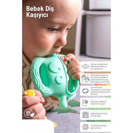 Açık Yeşil Bebek Silikon Diş Kaşıyıcı