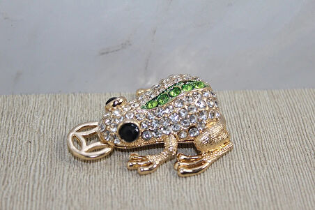 Swarovski Taşlı Minik Figür - Kurbağa
