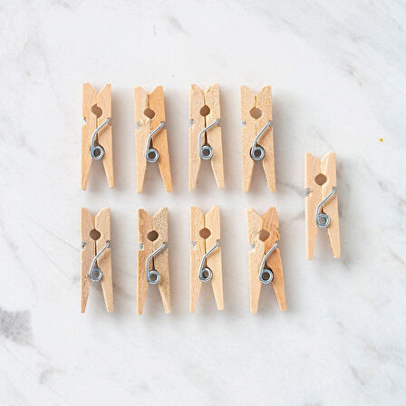 Leyloş 10 Lu Natural Mini Ahşap Mandal