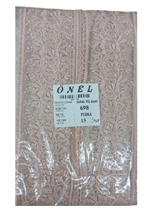 Dantel Polyester Sanal Tül Bant Pudra 15 Metre En 6 Cm On-698-pu