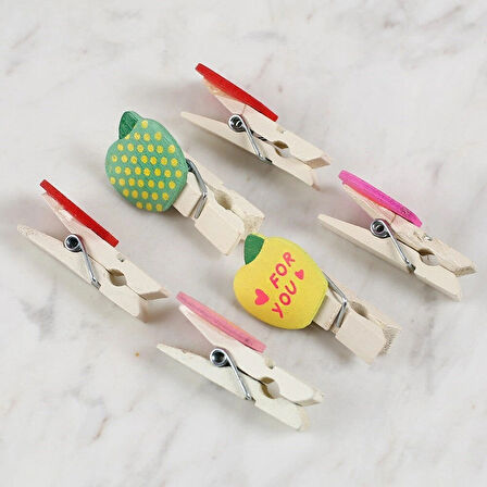 Leyloş Dekoratif Elma Desenli Mandal 6'lı