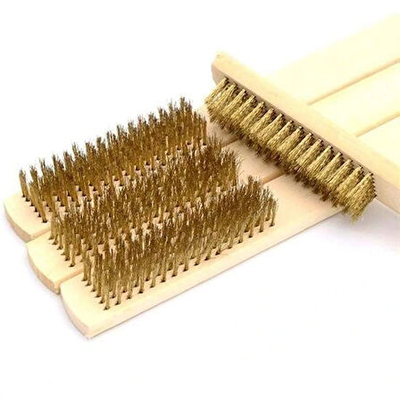 Leyloş Metal Telli Fırça Ahşap Saplı Pas Kir Sökme Temizleme Fırçası