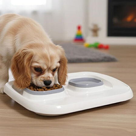 Leyloş Gri 2'si 1 Arada Mama Ve Su Kabı