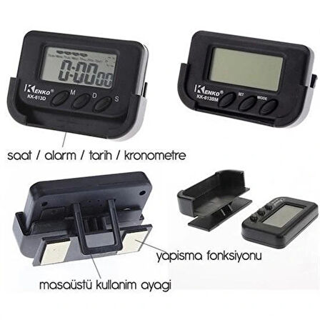 Leyloş Ev Ve Araç Tipi Dijital Saat Kronometreli Alarmlı Pilli Saat
