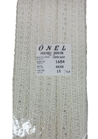 Dantel Polyester Güpür Bant Krem 15 Metre En 3 Cm On-1654-k