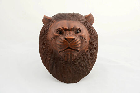 Maun Ağacı El Yapımı Dekoratif Aslan Büstü