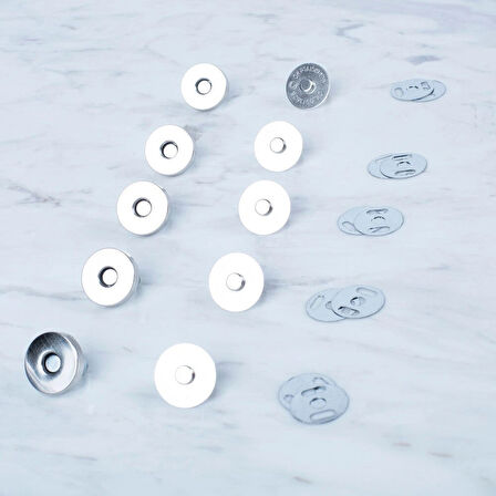 Leyloş Manyetik Gümüş Metal 5 Li Çıt Çıt Set