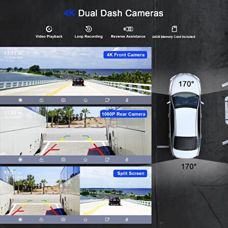 Çift Lens Kameralı Apple Uyumlu Ve Android Carplay