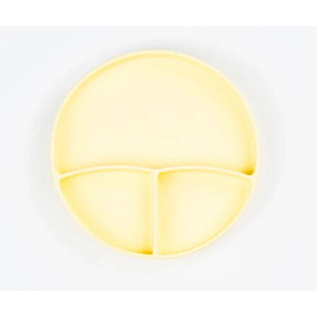 Sarı 3’lü Silikon Yemek Seti – Önlük + Diş Kaşıyıcılı Kaşık + Vakumlu Tabak