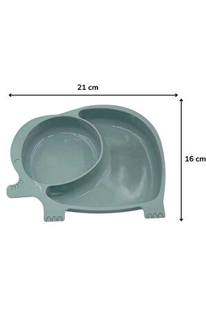 Leyloş Bebek Ve Çocuk İçin Sevimli Fil Model Desenli Yemek Bebek Mama Kabı Bölmeli Tabak