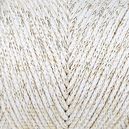 Leyloş Soft Star Makrome İpi Sarı Simli Krem Rm103