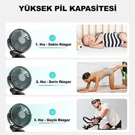 Masaüstü Şarjlı Klipsli Portatif Fan