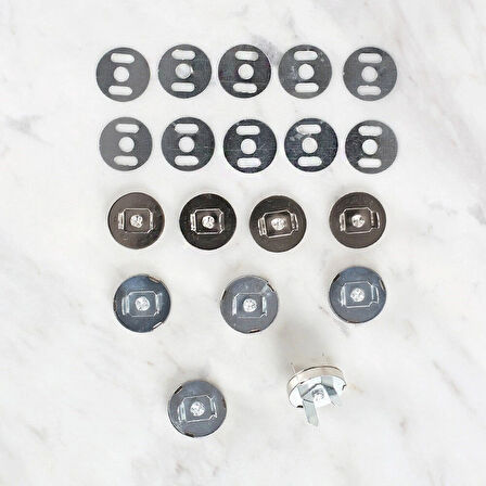 Leyloş Manyetik Mat Gümüş Metal 5 Li Çıt Çıt Set