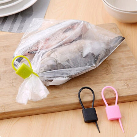 Kilit Şeklinde Silikon Kablo Ve Poşet Bağlama Aparatı (3'lü Set)