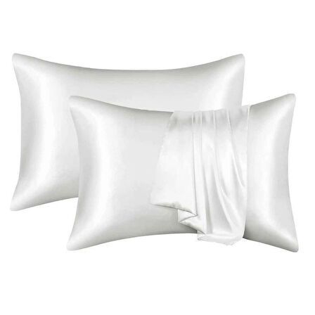 Antibakteriyel Terletmeyen İpek Saten Yastık Kılıfı 2'li 50x70 Beyaz