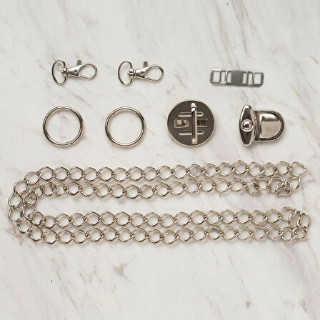 Leyloş Çanta Aksesuar Seti Gümüş