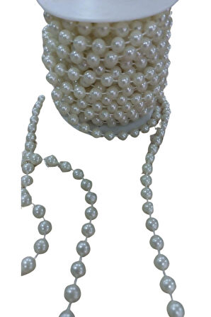 Sıralı Yuvarlak İnci En 1 Cm Krem 1 Metre