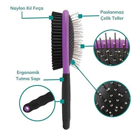 Leyloş Çok Amaçlı Çift Taraflı Kolay Evcil Hayvan Kedi Köpek Temizleme Pet Fırçası