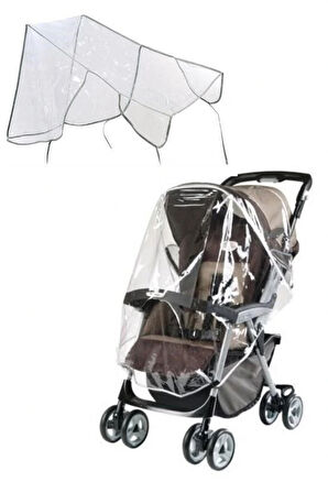 Leyloş Bebek Arabası Puset Şeffaf Yağmurluk Rüzgar Engelleyici Muşamba