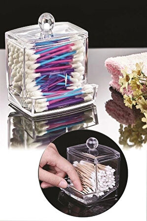 Leyloş Şeffaf Kapaklı Kulak Temizleme Çubuğu Organizatörü Saklama Kutusu