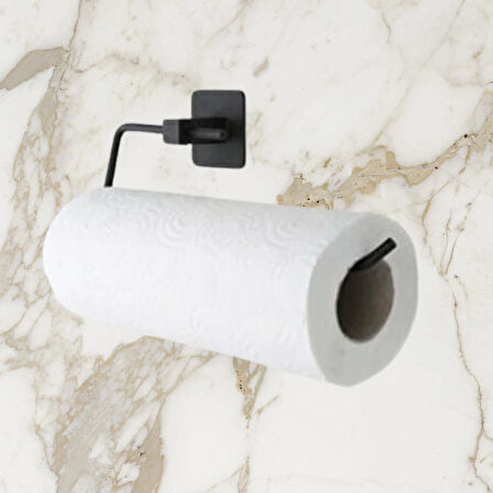 Leyloş Kendiliğinden Yapışkanlı Siyah Paslanmaz Metal Rulo Havluluk Aparat