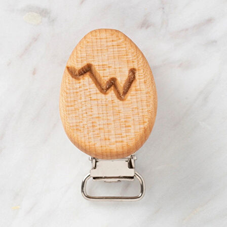 Leyloş Yumurta Figürlü Organik Ahşap Emzik Klip