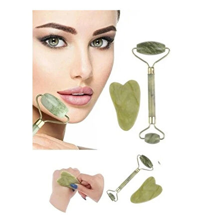 Jade Roller Gua Sha Taşı Seti