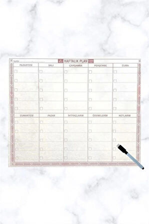 Leyloş Şeffaf Kendiliğinden Yapışkanlı Kalemli Haftalık Planlayıcı 40cm-50cm