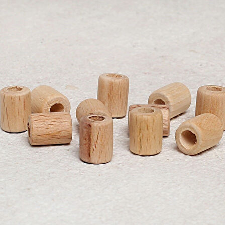 Leyloş Crafts 10 Adet Ham Boru Ahşap Boncuk 16mm